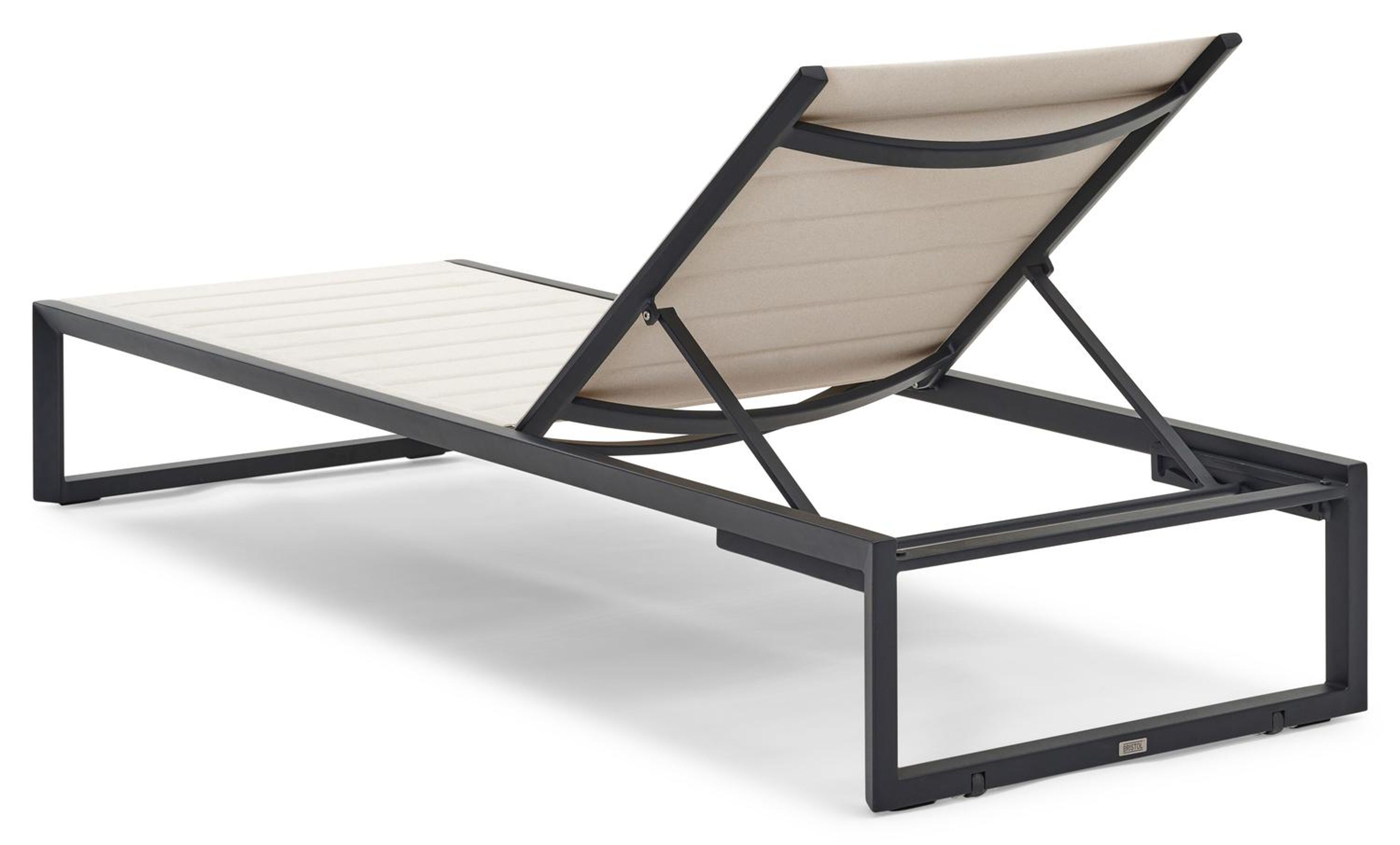 Cirello verstelbaar ligbed in zwart aluminium en beige comfort textilene