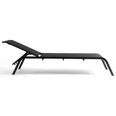 Set van 2 verstelbare Acri ligbedden in zwart aluminium en zwart textileen