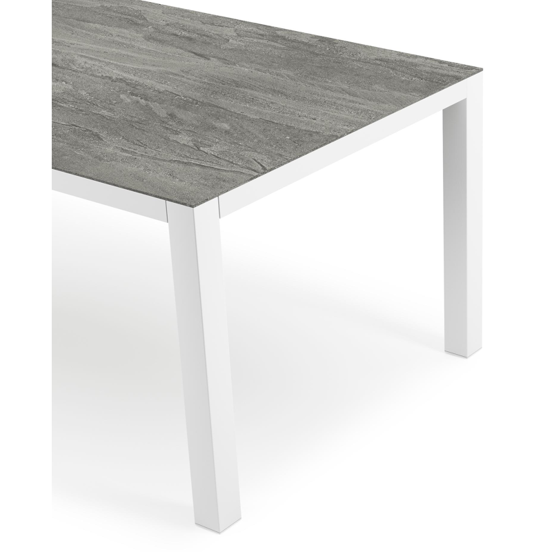 Como tuintafel in wit aluminium en volkeramiek aspen grey - L 200 x B 100 x H 75 cm