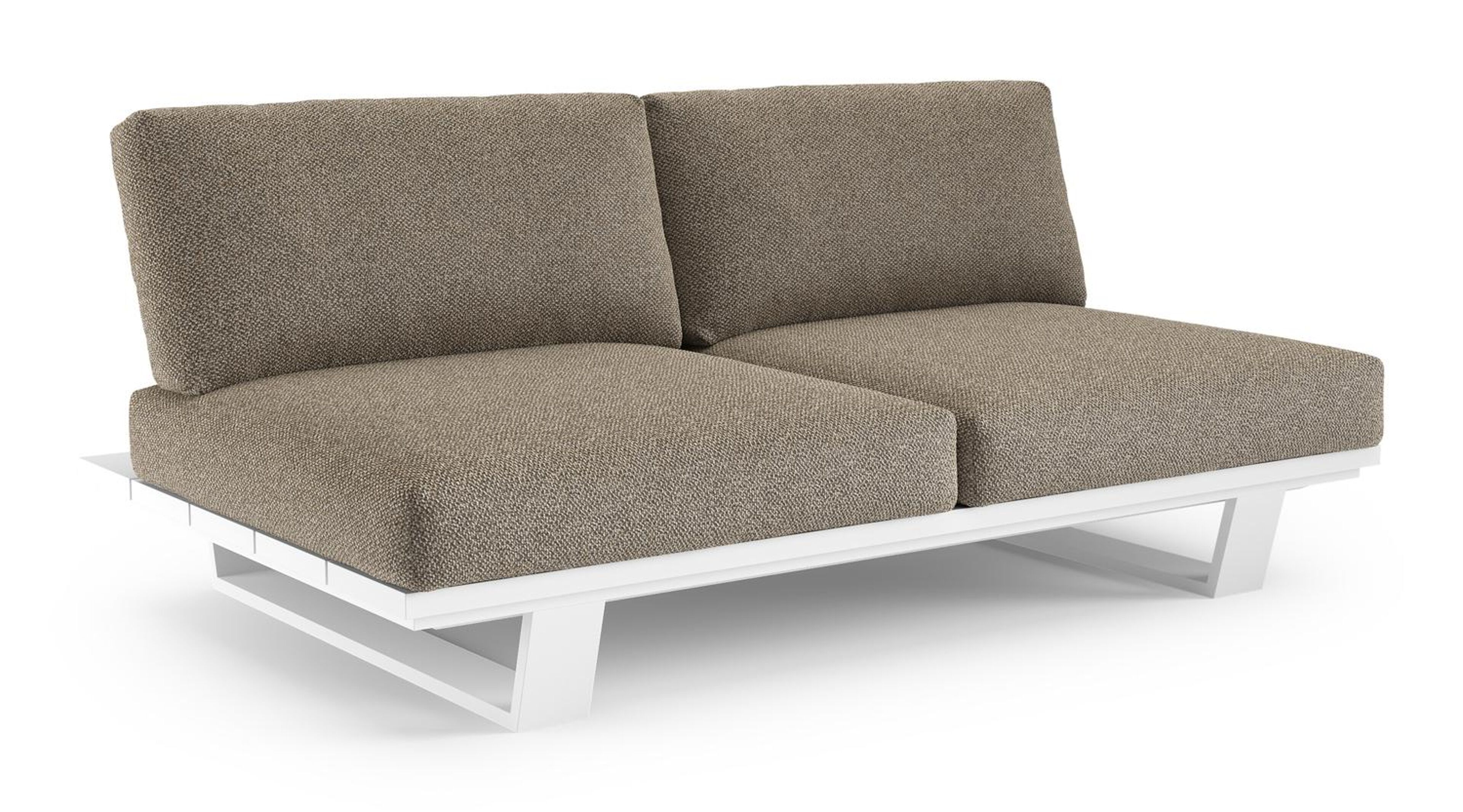 Canapé de jardin Pagino en aluminium blanc et coussins en all weather cosytica madagascar burch