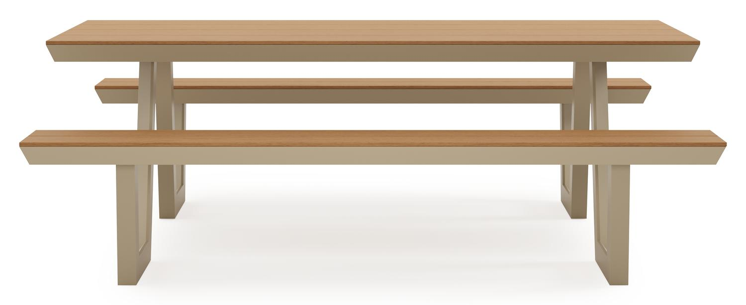 Altura picknicktafel rechthoekig in beige aluminium en polywood - L 220 x B 89 x H 74.5 cm