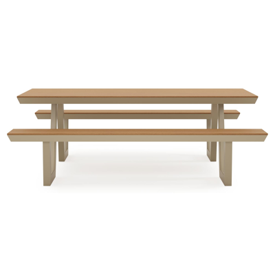 Altura picknicktafel rechthoekig in beige aluminium en polywood - L 220 x B 89 x H 74.5 cm