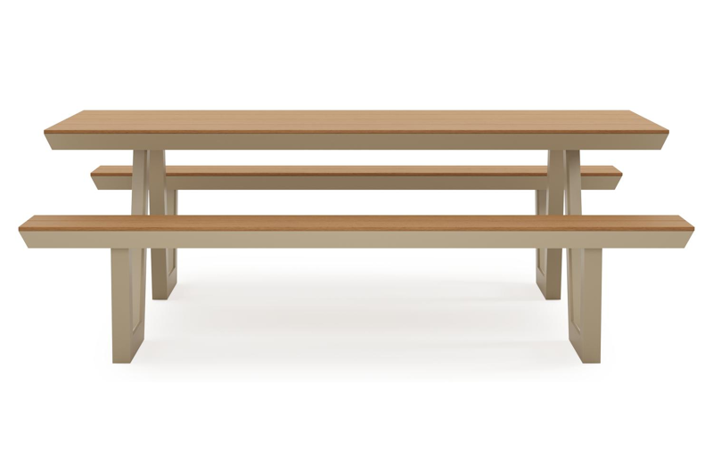 Altura picknicktafel rechthoekig in beige aluminium en polywood - L 220 x B 89 x H 74.5 cm