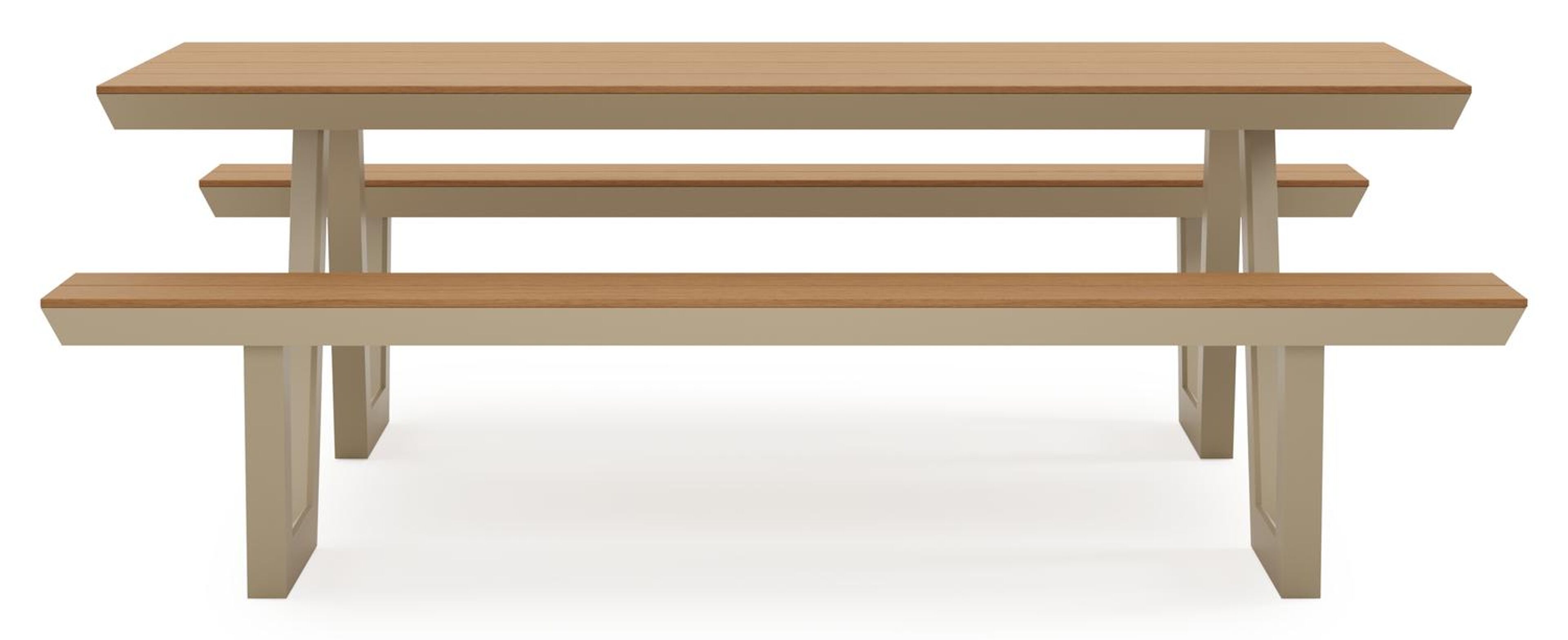 Table de pique Altura rectangulaire en aluminium beige et polywood - L 220 x L 89 x H 74,5 cm