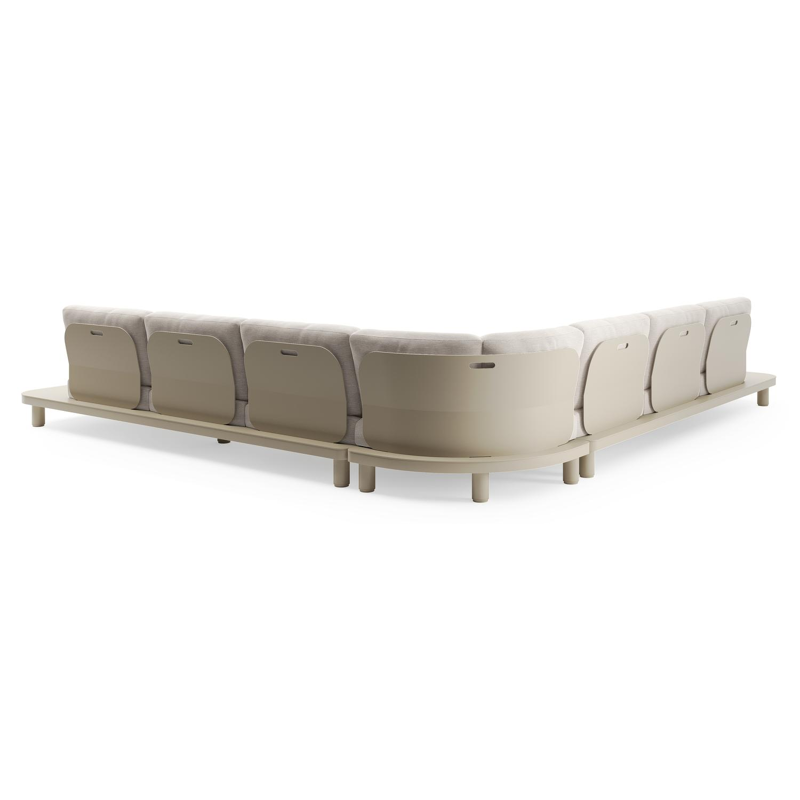 Salon de jardin d'angle Donato en aluminium beige et coussins en all weather sunbrella® luxe slow farafra