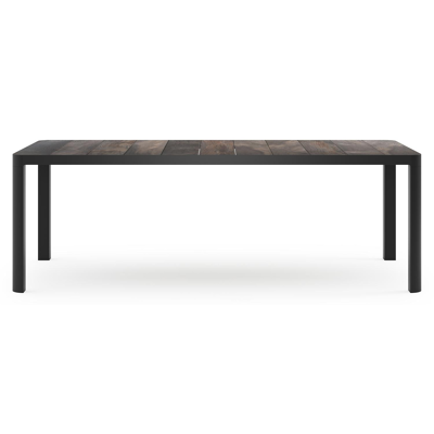 Ellara tuinset in zwart aluminium en grijs keramische tegels tafelblad met 6 Paco tuinstoelen