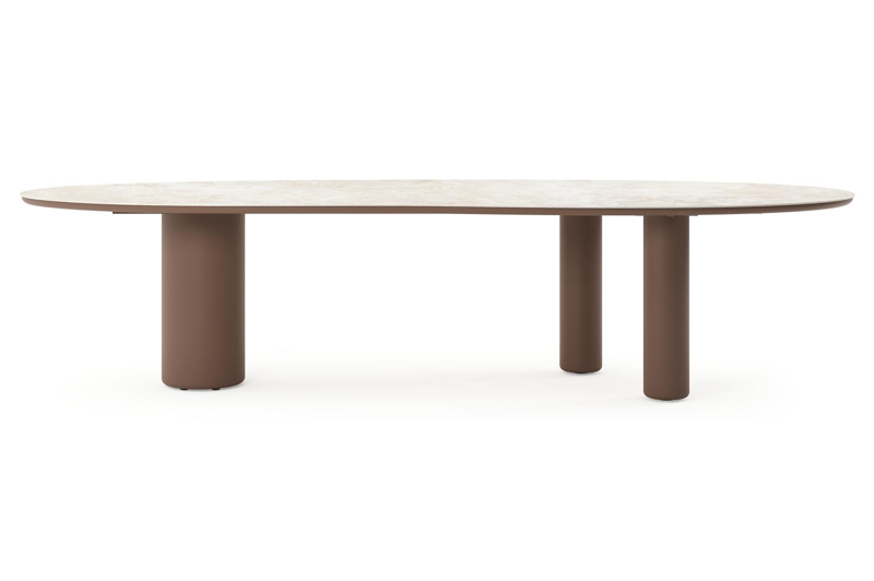 Amico tuintafel organisch in taupe aluminium en volkeramiek Rapolano - L 320 x B 120 x H 73.5 cm