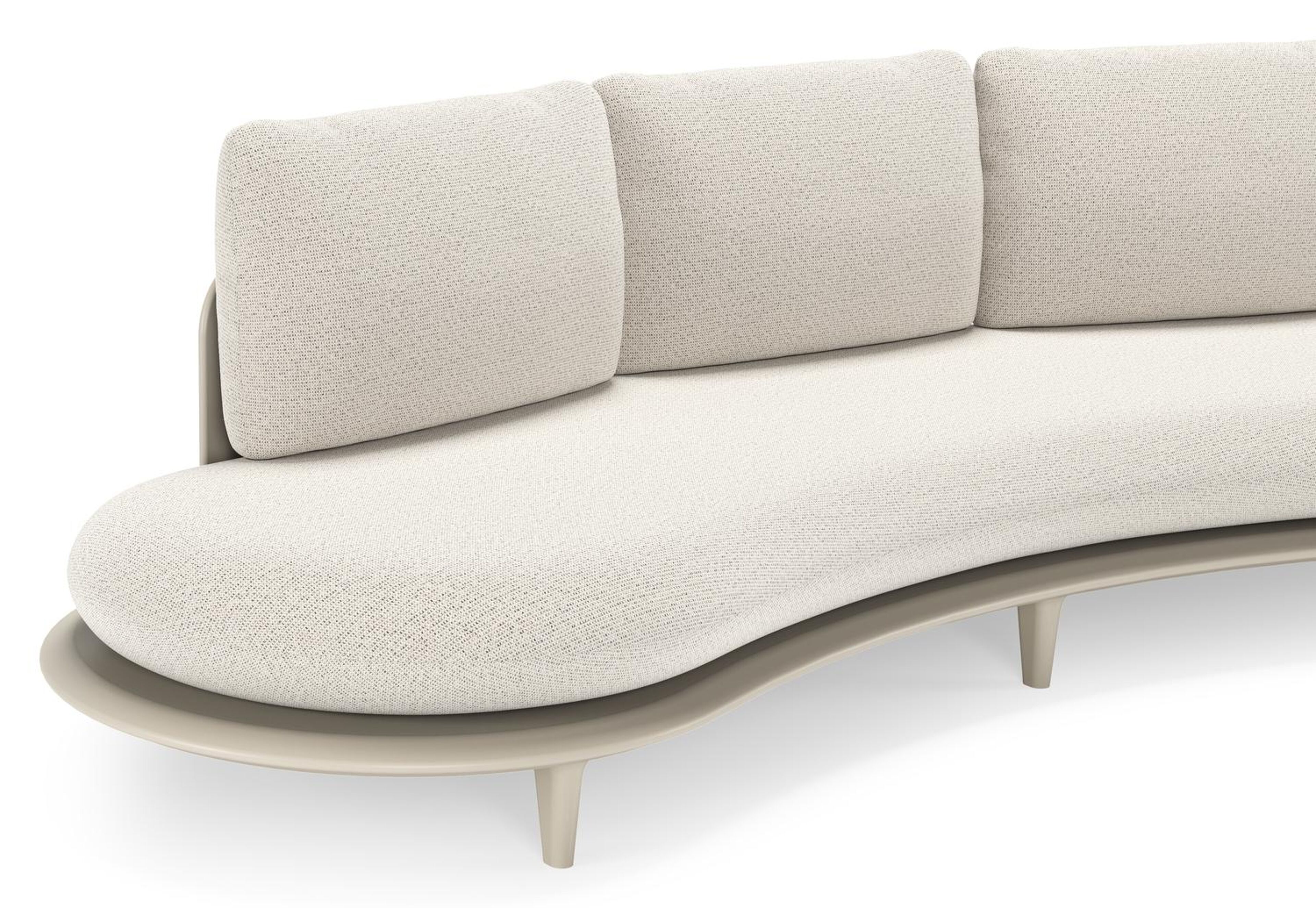 Canape de jardin Bomero en aluminium beige et coussins en all weather solica firenze natural