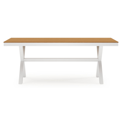 Bahia tuinset in wit aluminium en polywood tafelblad met 6 stapelbare Bahia tuinstoelen