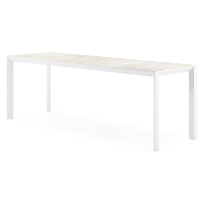 Malito tuintafel rechthoekig in wit aluminium en volkeramiek Rapolano L 220 x B 70 cm