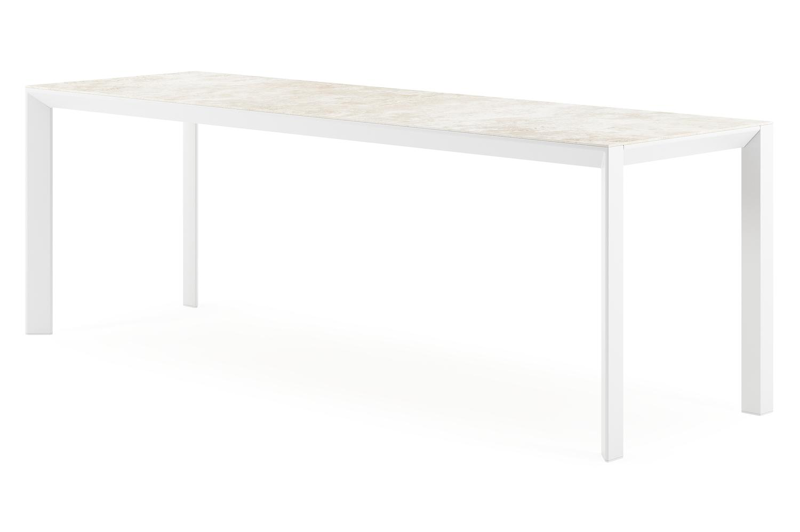 Malito tuintafel rechthoekig in wit aluminium en volkeramiek Rapolano L 220 x B 70 cm