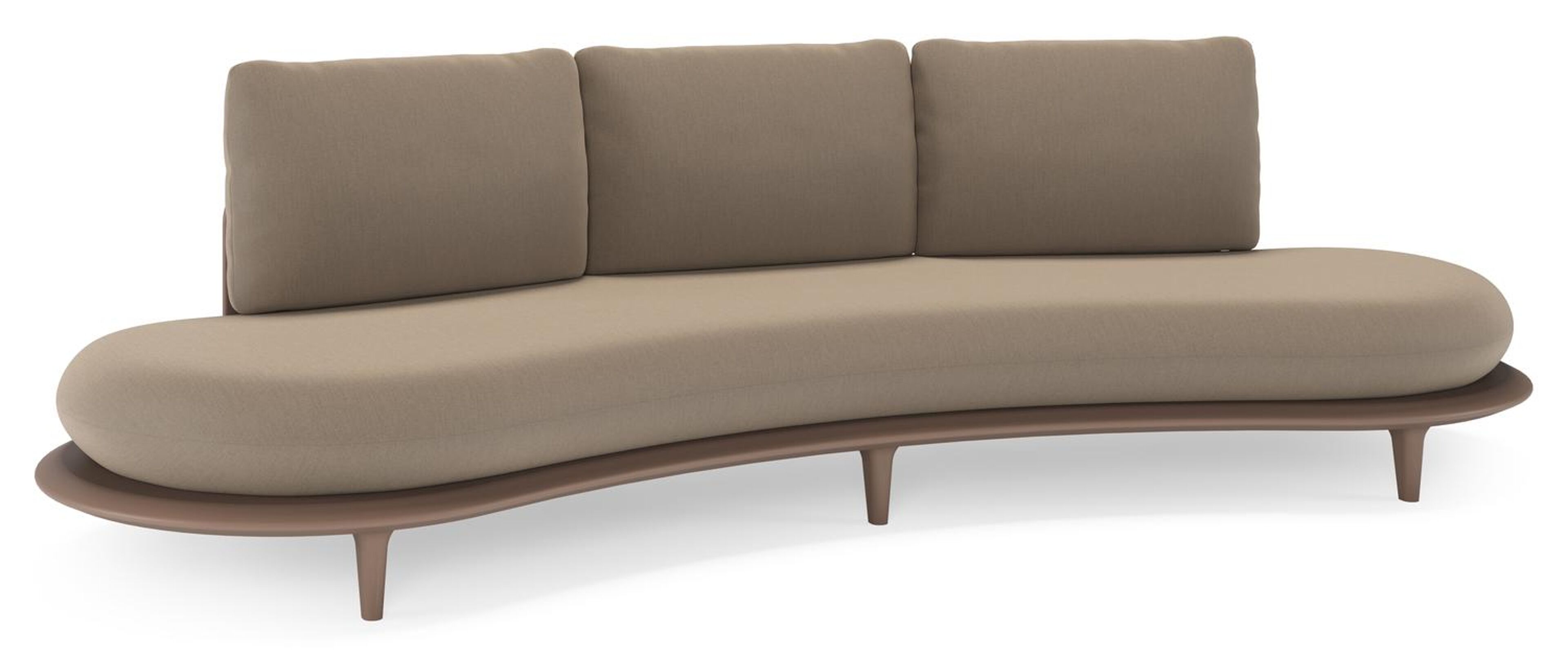 Bomero loungebank in taupe aluminium met natte heather grey all weather sunbrella® luxe kussen