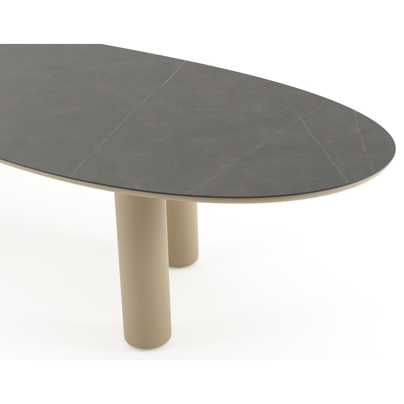 Amico tuintafel organisch in beige aluminium en volkeramiek Calatorao - L 320 x B 120 x H 73.5 cm