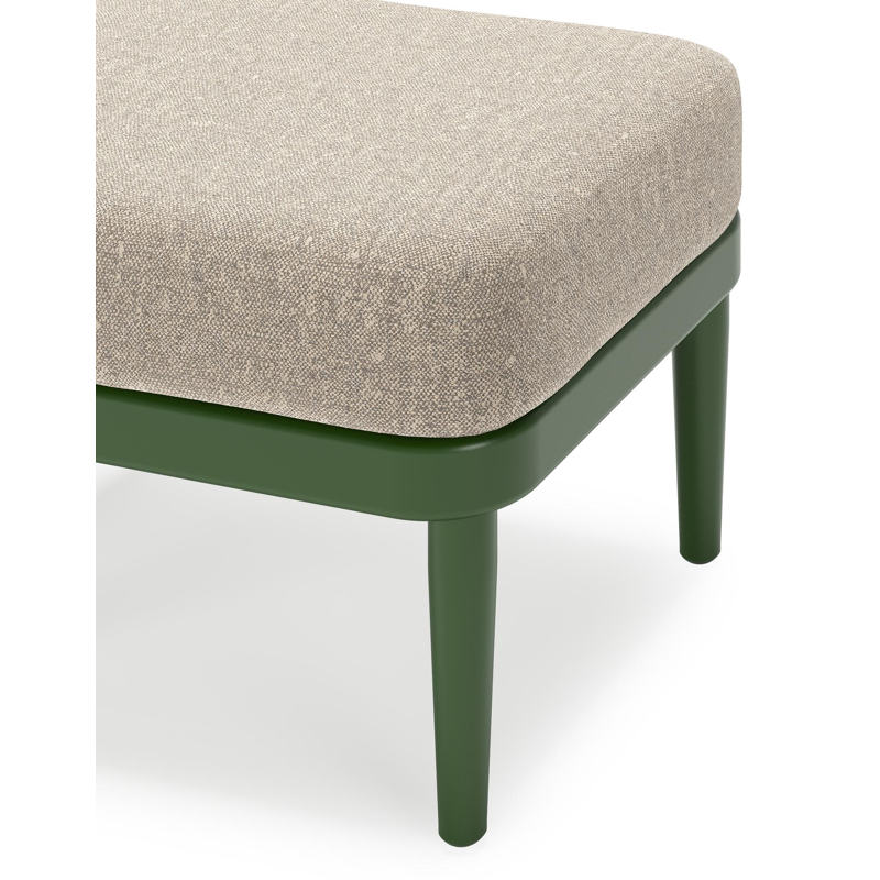 Orso poef in groen aluminium met Chartres Pewter all weather sunbrella® luxe kussen