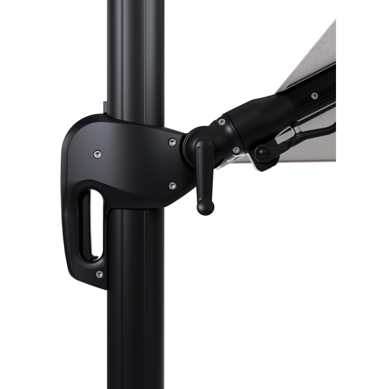 Parasol pendant Rufina avec fonction tilt en aluminium noir et toile de parasol en All Weather Solica Ego Eggshell  - Lg.1 300 x Lg.2 300 cm (sans pied de parasol