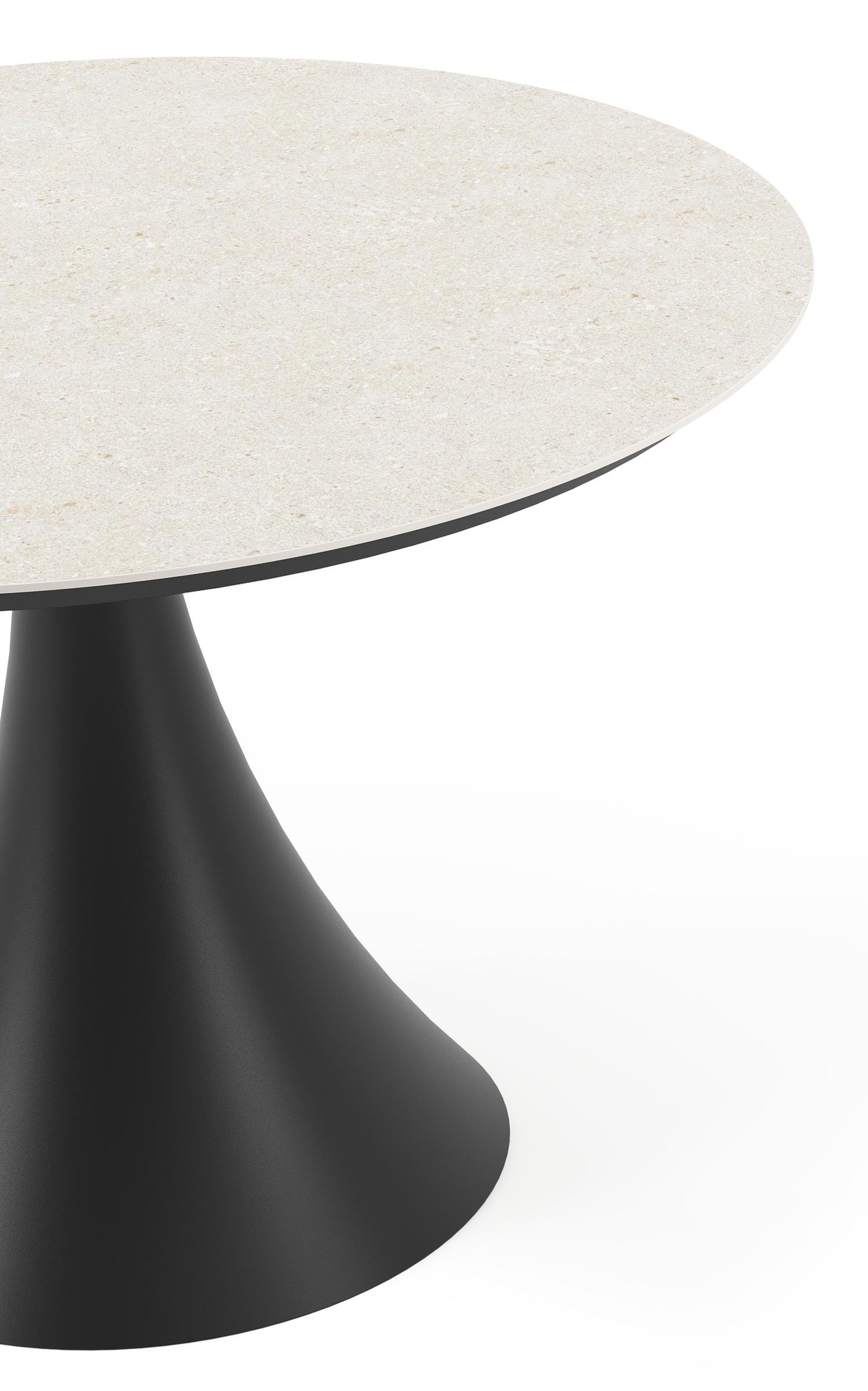 Table de jardin Fano en aluminium noir et céramique pleine shilin - Dia. 110 x H 75 cm