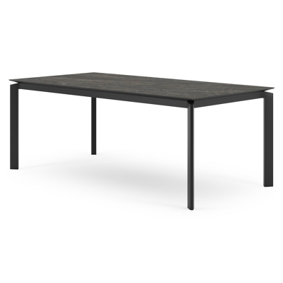 Cirello tuintafel in zwart aluminium en volkeramiek black obsession - L 200 x B 100 x H 75 cm