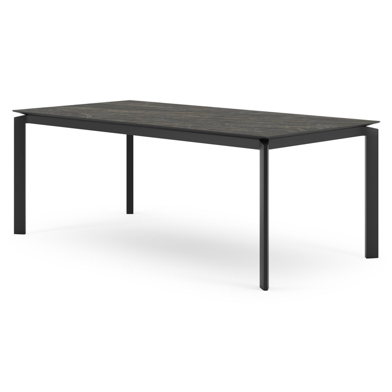 Cirello tuintafel in zwart aluminium en volkeramiek black obsession - L 200 x B 100 x H 75 cm