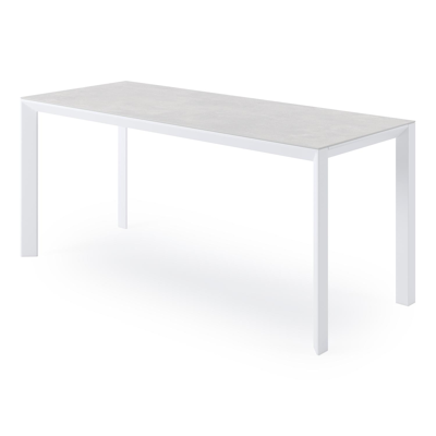 Table de jardin Malito en aluminium blanc et céramique pleine new york - Lg 170 x Larg. 70 x H 75,5 cm