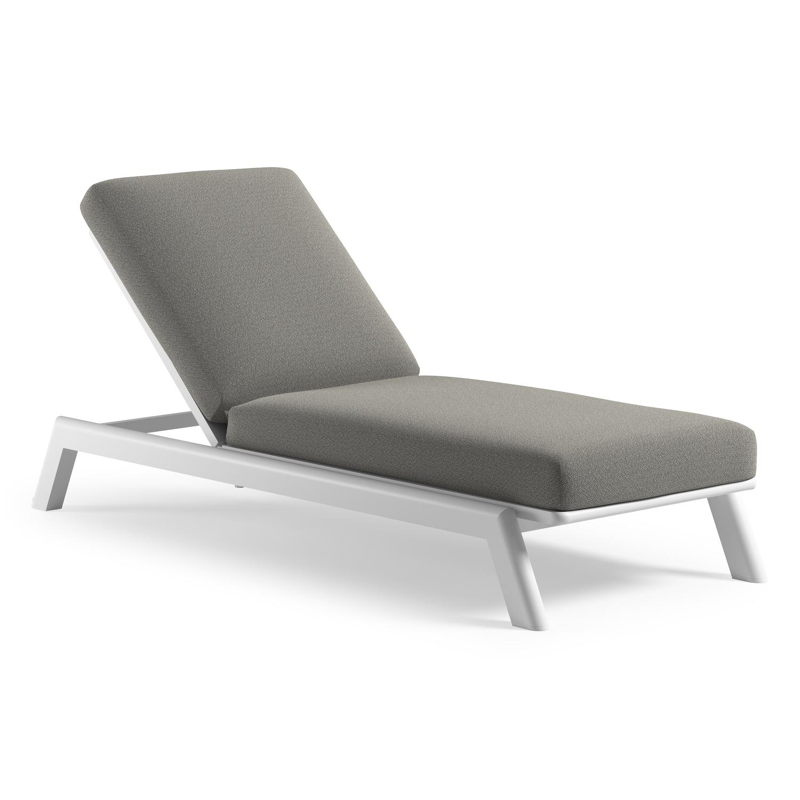 Cirello verstelbaar ligbed met pompsysteem in wit aluminium met savane tunder all weather Sunbrella® luxe kussen