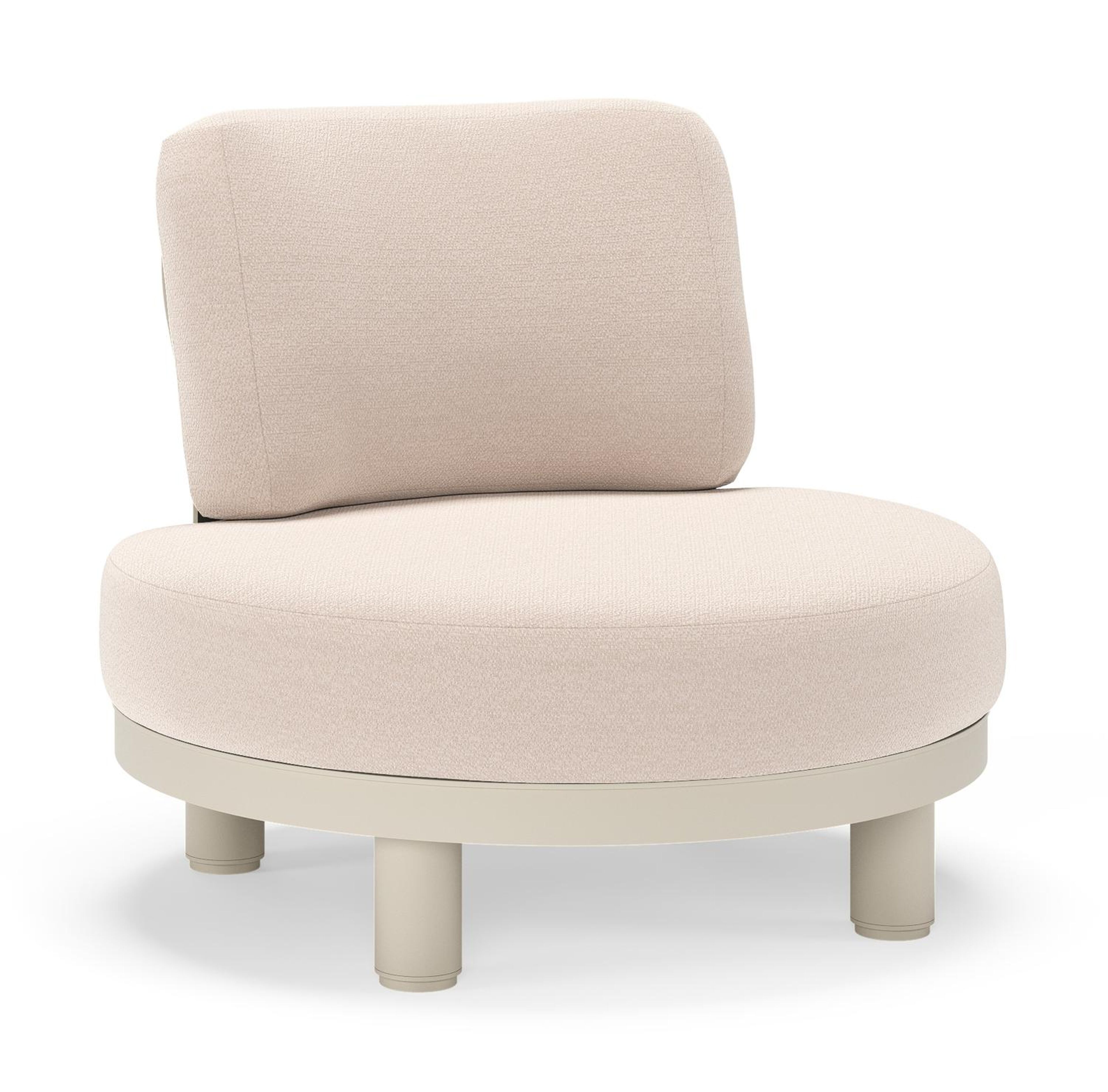 Donato loungestoel in beige aluminium met all weather sunbrella® luxe Wander Pilat kussen