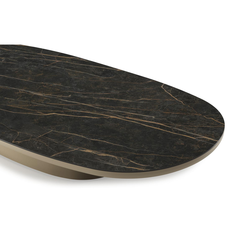 Amico loungetafel bombo in beige aluminium en volkeramiek Black Obsession - L 171 x B 89 x H 24 cm