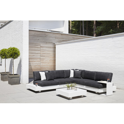 Tufo lounge poef in wit aluminium