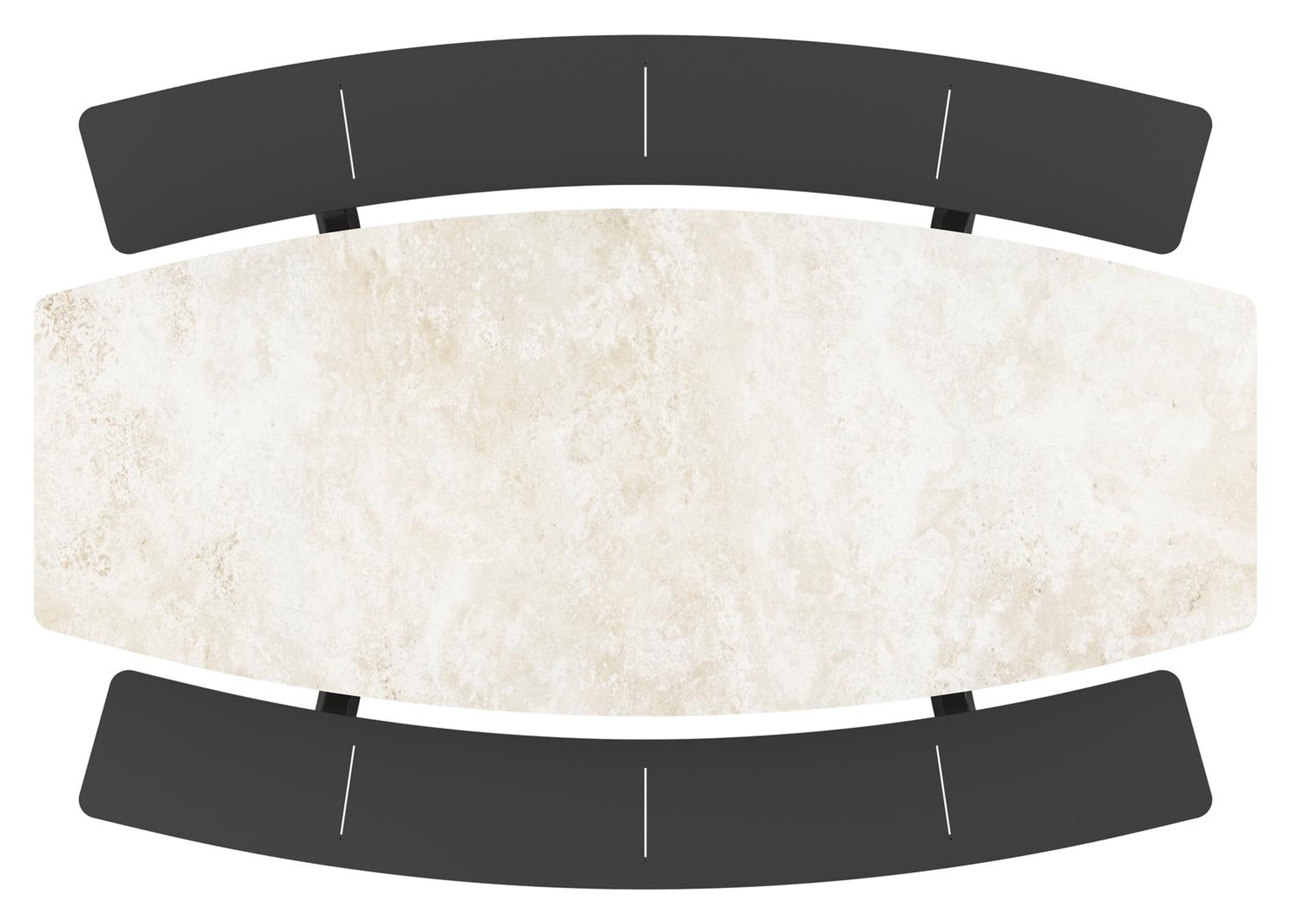 Forno picknicktafel bootvorm bootvorm in zwart aluminium en volkeramiek Rapolano L 240 x B 181 cm