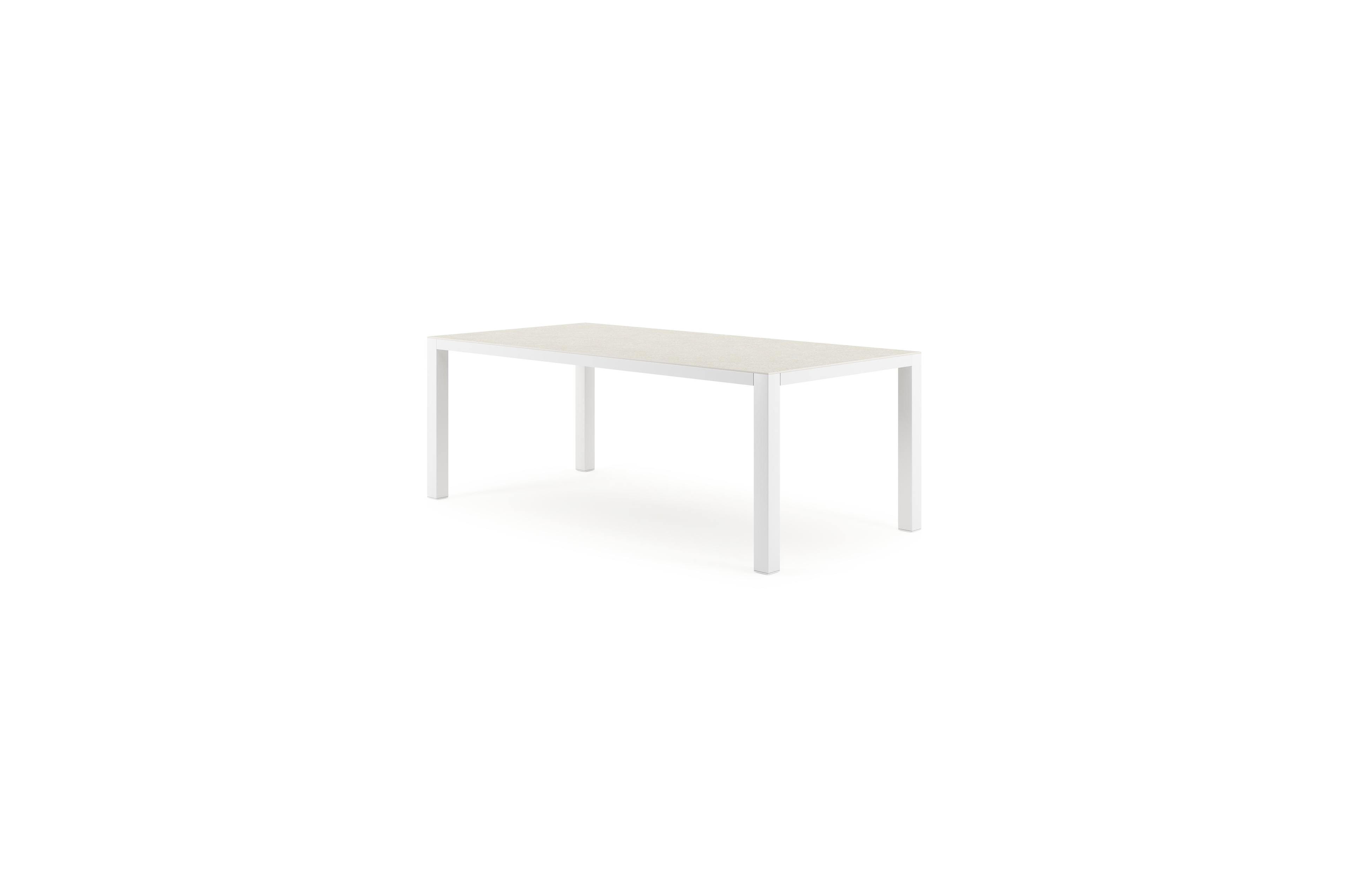 Como tuintafel in wit aluminium en volkeramiek shilin - L 200 x B 100 x H 75 cm