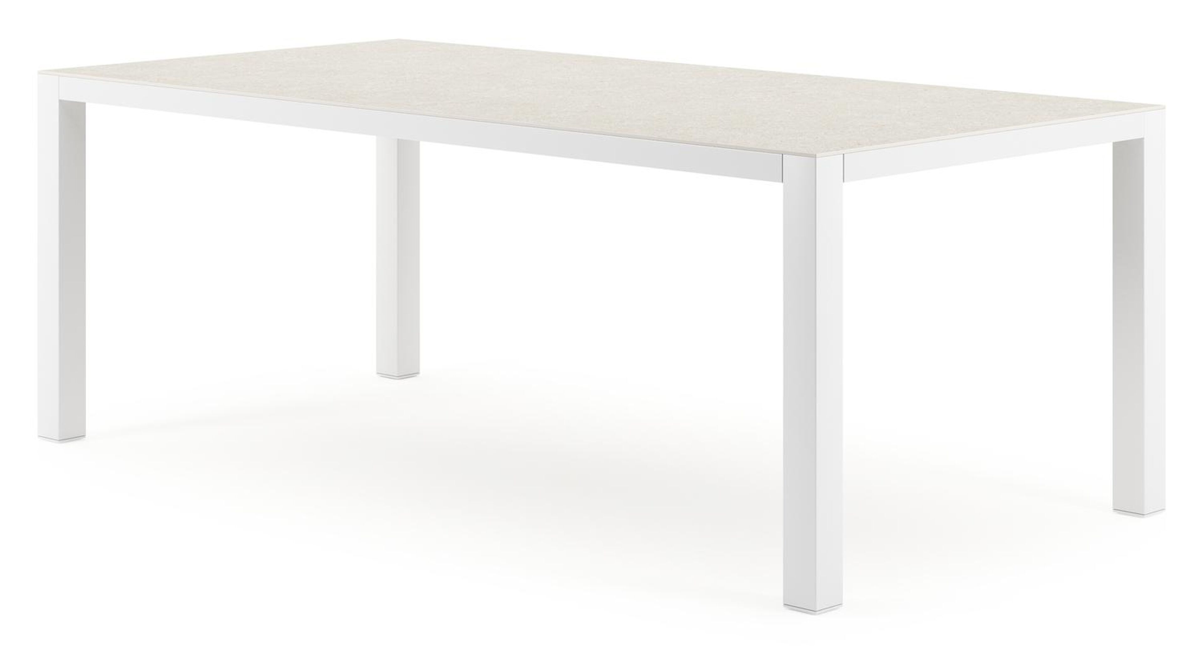 Table de jardin Como en aluminium blanc et céramique pleine shilin - Lg 200 x Larg. 100 x H 75 cm