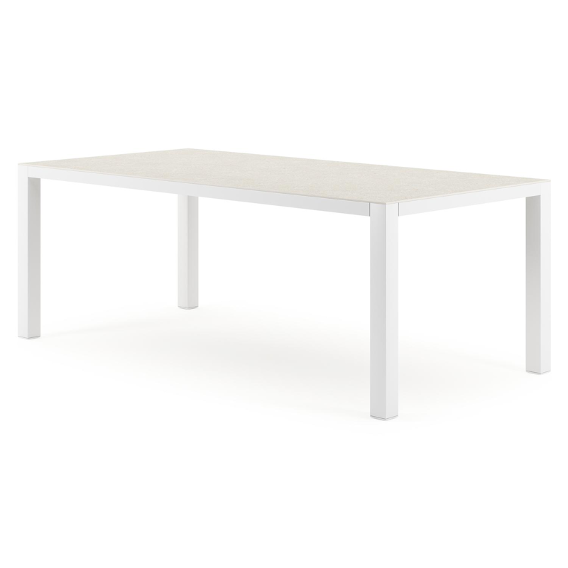 Como tuintafel in wit aluminium en volkeramiek shilin - L 200 x B 100 x H 75 cm