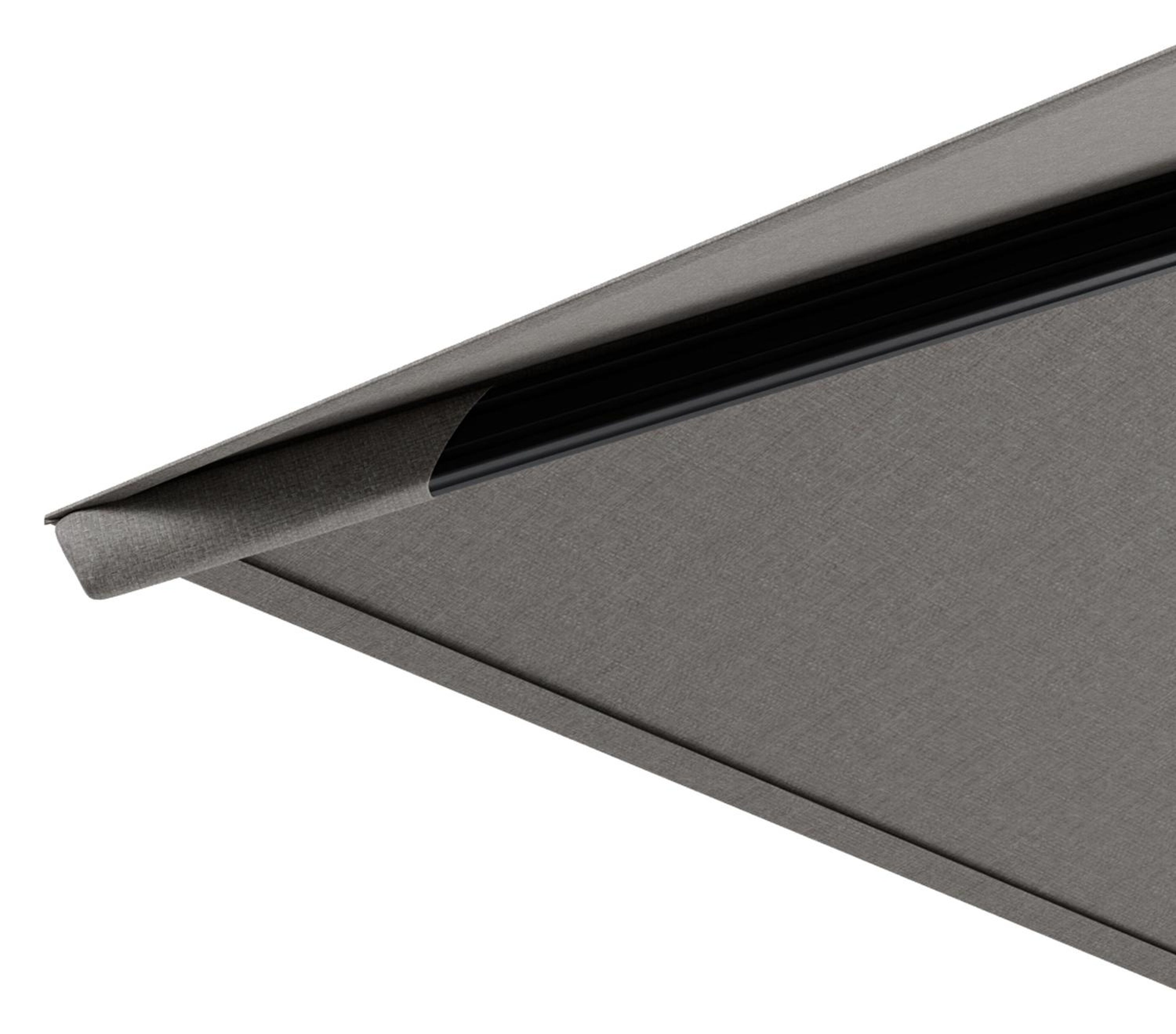 Parasol pendant Avola avec fonction tilt en aluminium noir avec toile de parasol en weather+ softtouch gris - Larg1 200 x Larg2 300 cm (sans pied de parasol)
