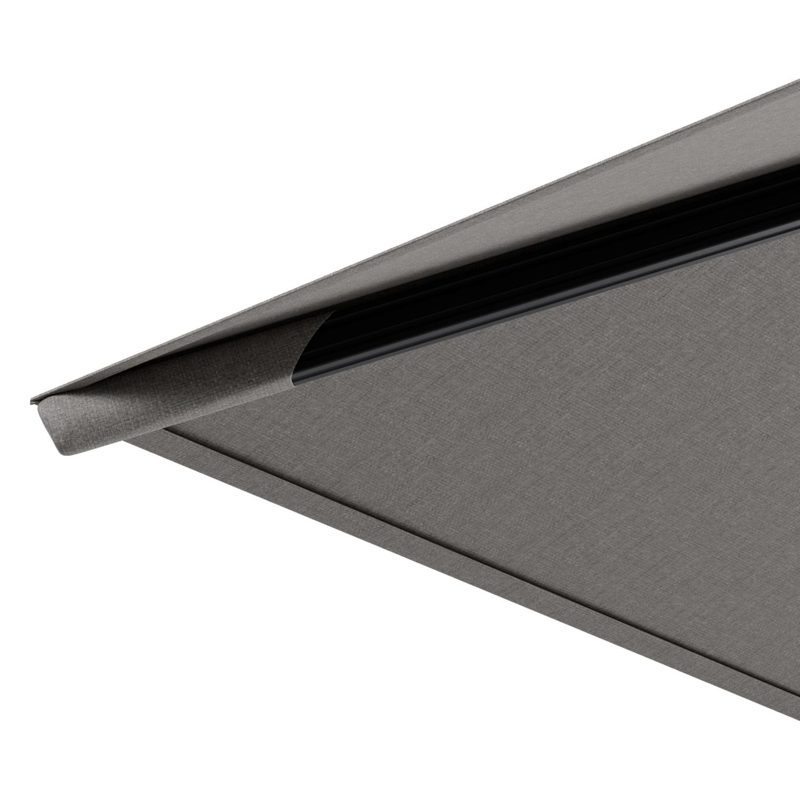 Avola zweefparasol met tiltfunctie in zwart aluminium met grijs weather+ softtouch parasoldoek - L1 200 x L2 300 cm met parasolvoet Avola 90 kg
