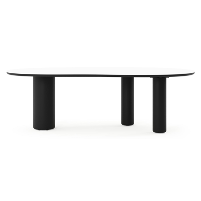 Amico tuintafel organisch in zwart aluminium en volkeramiek Arctic White - L 240 x B 110 x H 73.5 cm