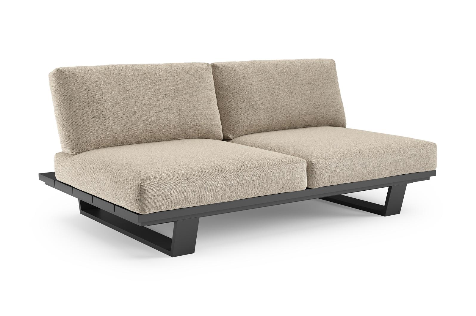 Pagino loungebank in zwart aluminium met marbella beige all weather cosytica kussen