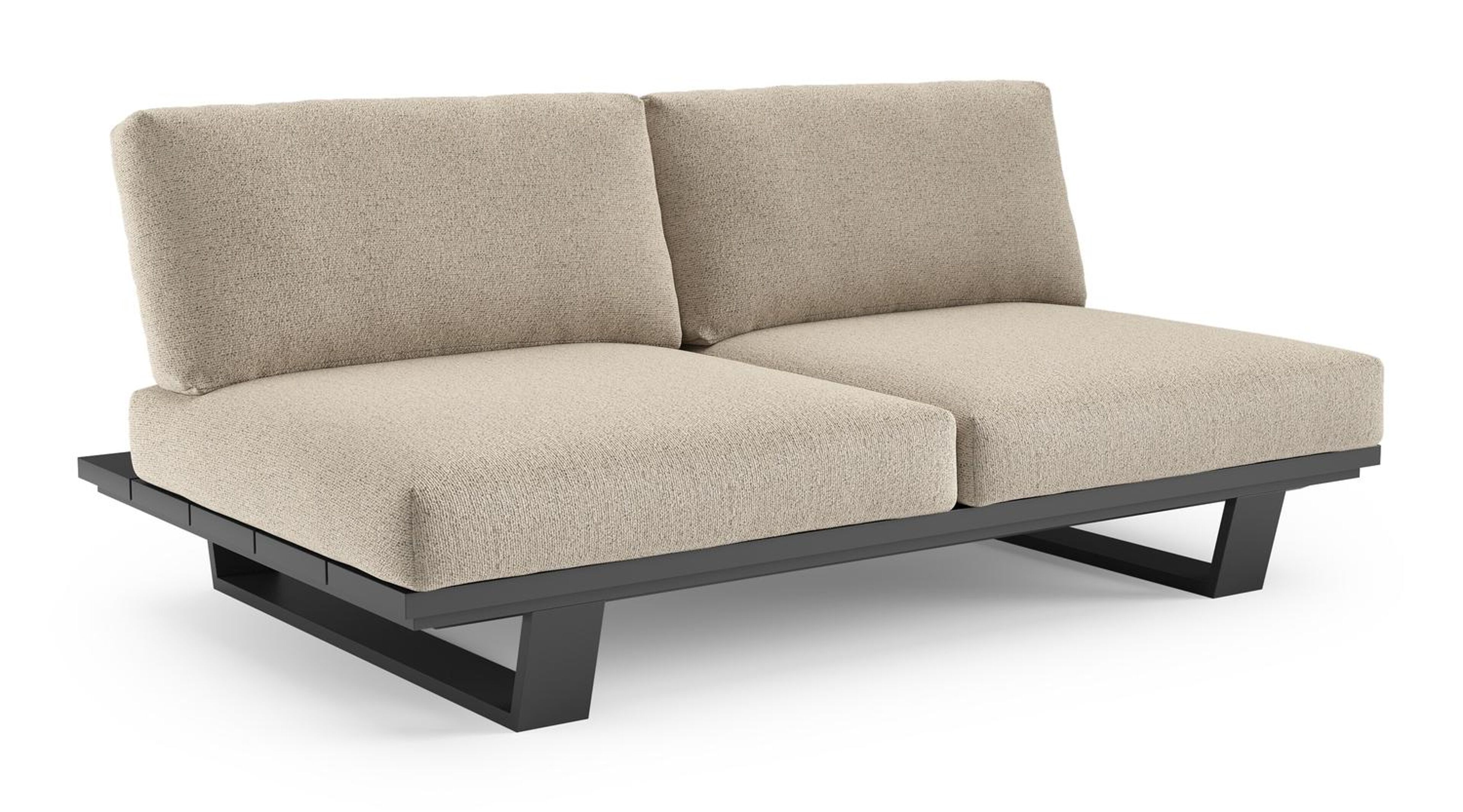 Pagino loungebank in zwart aluminium met marbella beige all weather cosytica kussen