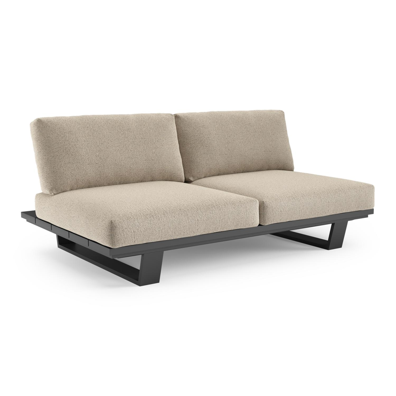 Pagino loungebank in zwart aluminium met marbella beige all weather cosytica kussen