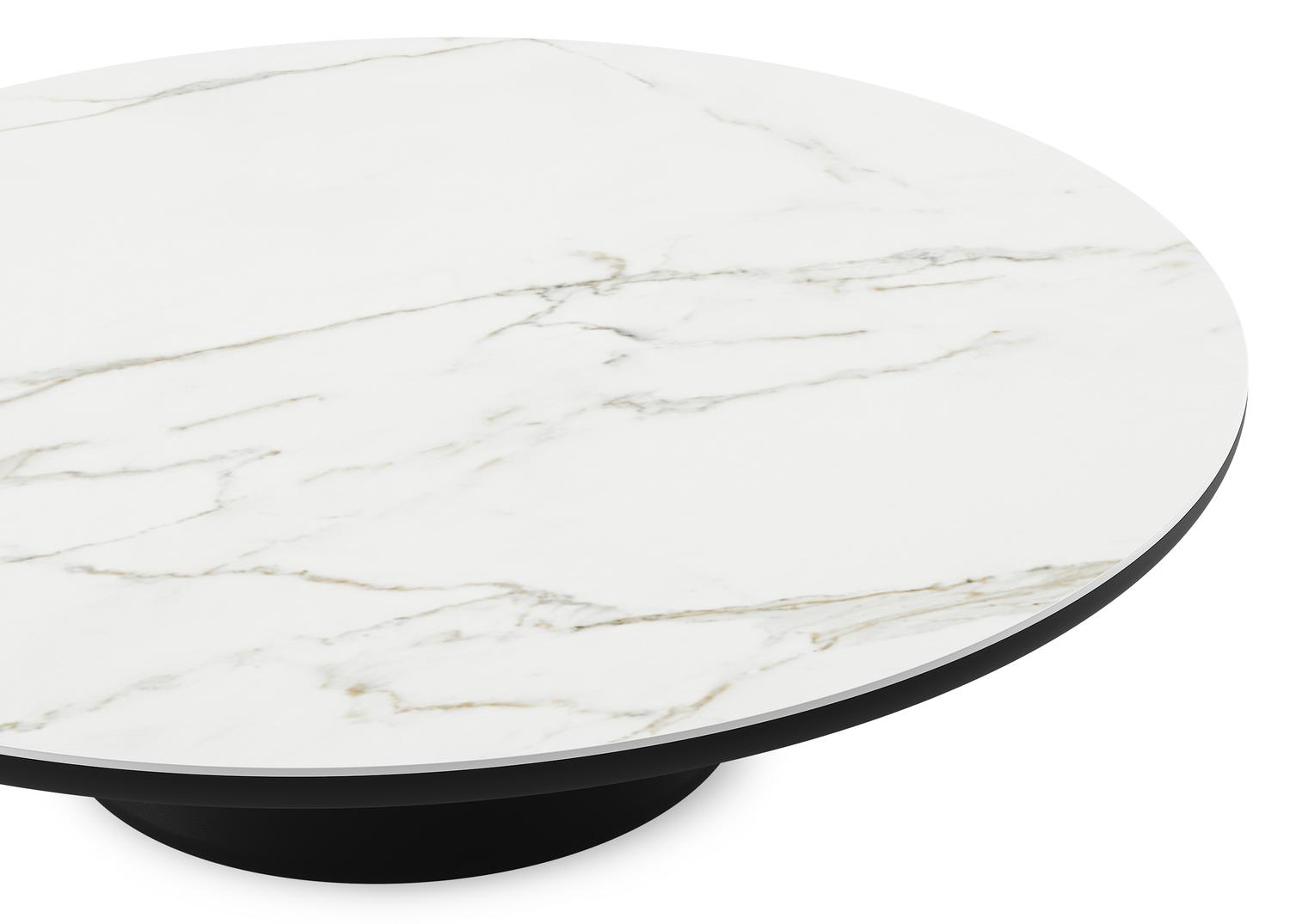 Amico loungetafel rond in zwart aluminium en volkeramiek Calacatta - Dia. 110 x H 28 cm