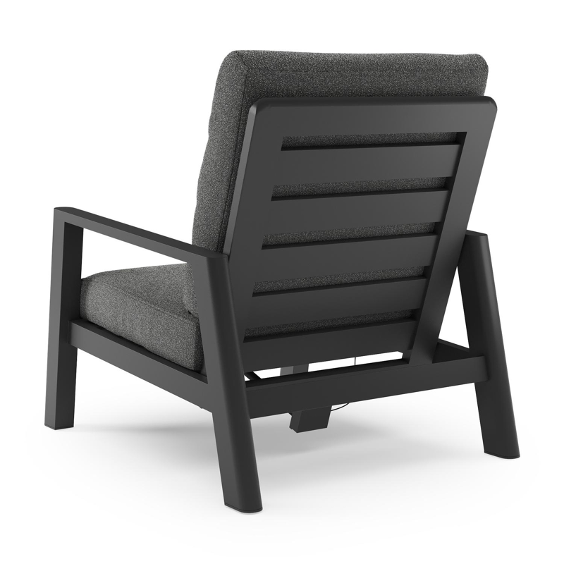 Cirello loungestoel in zwart aluminium met catania black all weather cosytica kussen