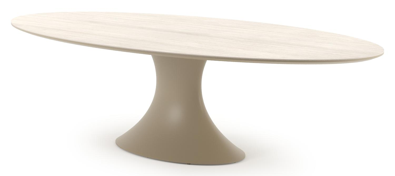 Fano tuintafel ovaal in beige aluminium en volkeramiek Travertino Bianco - L 288 x B 148 x H 75 cm
