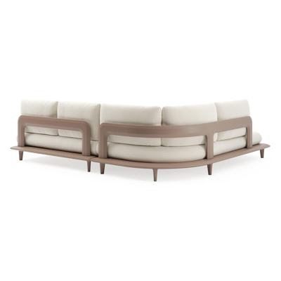 Bomero loungehoek in taupe aluminium met althea off white all weather cosytica kussen