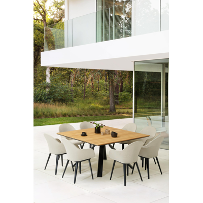 Cesano tuinstoel in zwart aluminium en beige dubbele textilene