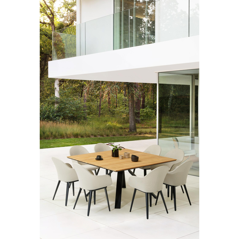 Cesano tuinstoel in zwart aluminium en beige dubbele textilene