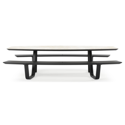 Forno picknicktafel bootvorm in zwart aluminium en volkeramiek Rapolano L 280 x B 192 cm