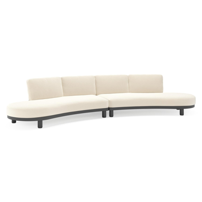 Donato loungebank in zwart aluminium met all weather cosytica Althea Off White kussen