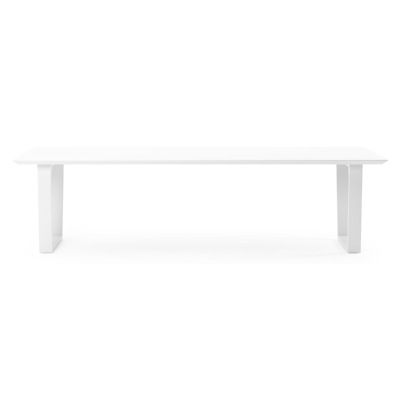 Table de jardin Pagino en aluminium blanc et céramique pleine arctic white - Lg 280 x Larg. 110 x H 74,5 cm