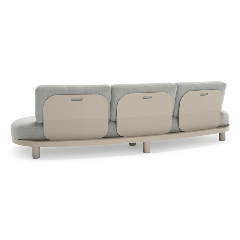 Salon de jardin Donato en aluminium beige et coussins en all weather sunbrella® luxe Savane Nimbus