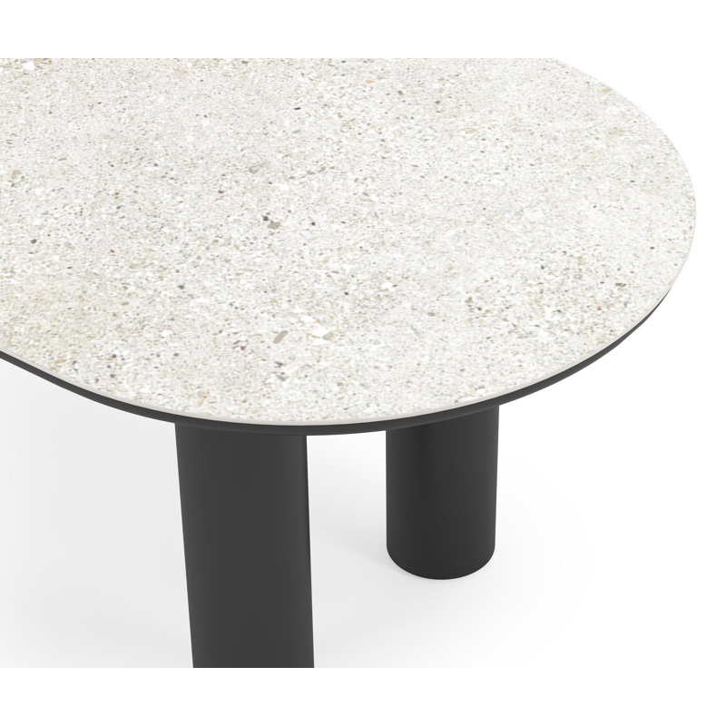 Table de jardin Organo ovale en aluminium noir et céramique pleine shilin - Lg. 260 x Lrg. 100 x Haut. 74 cm