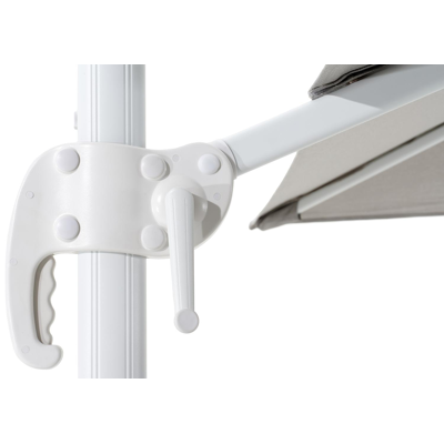 Calpe zweefparasol in wit aluminium met grijs weather+ softtouch parasoldoek - L1 270 x L2 270 cm (zonder voet)