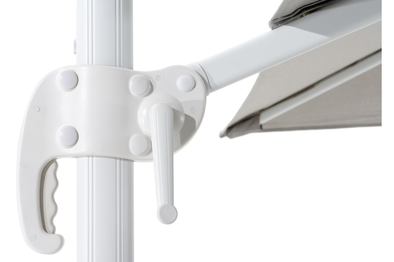 Calpe zweefparasol in wit aluminium met grijs weather+ softtouch parasoldoek - L1 270 x L2 270 cm (zonder voet)